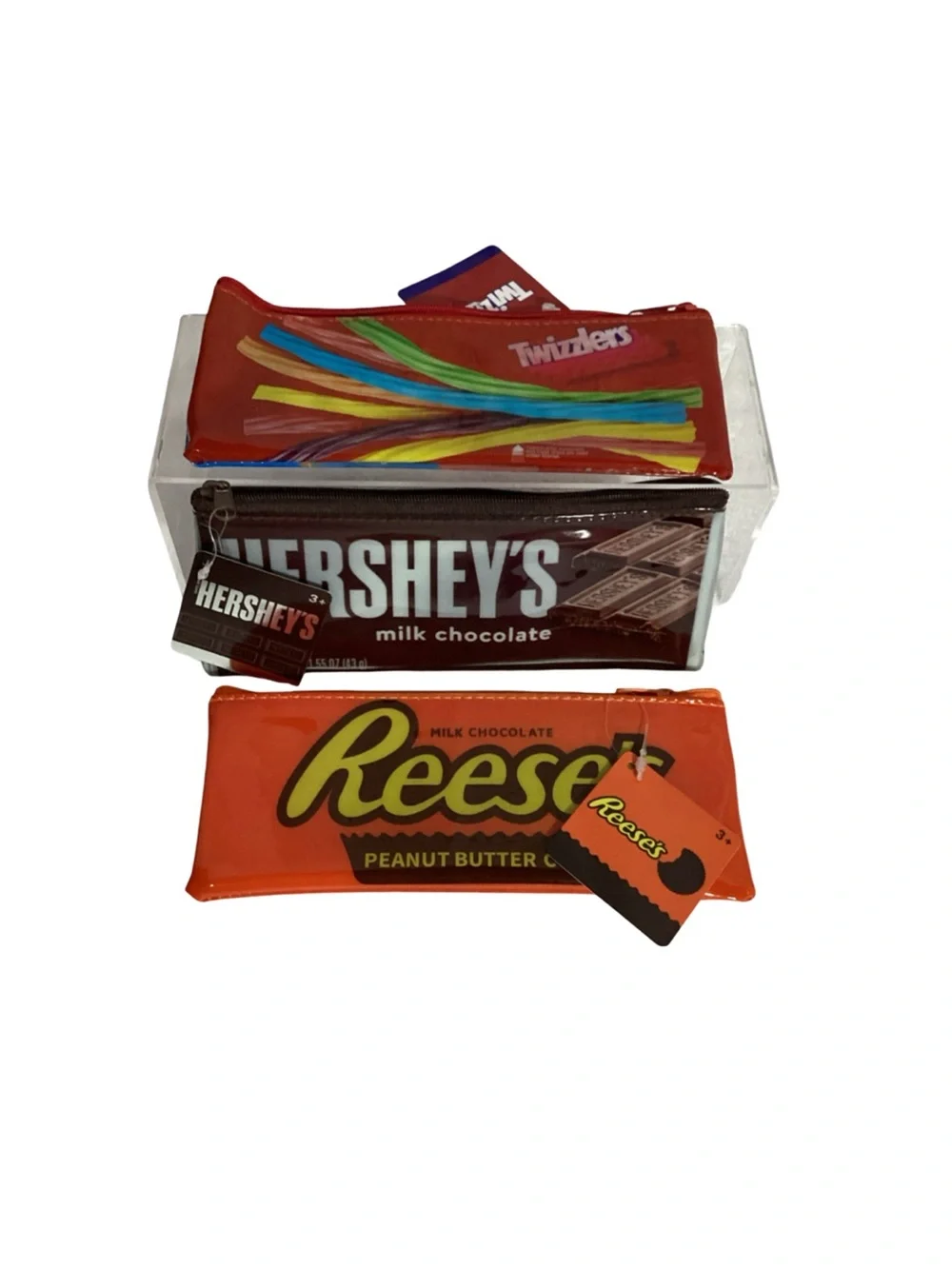 Hershey’s, Reese’s & Twizzler’s Zippered Vinyl Pencil Cosmetic Case Pouches Set